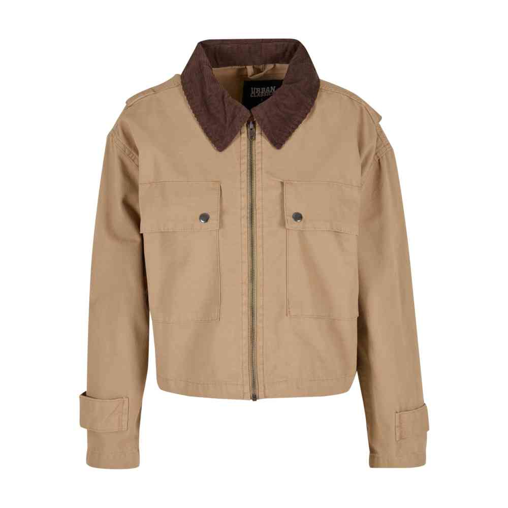 Urban Classics - Workwear Cropped Cotton Jacket - Beige